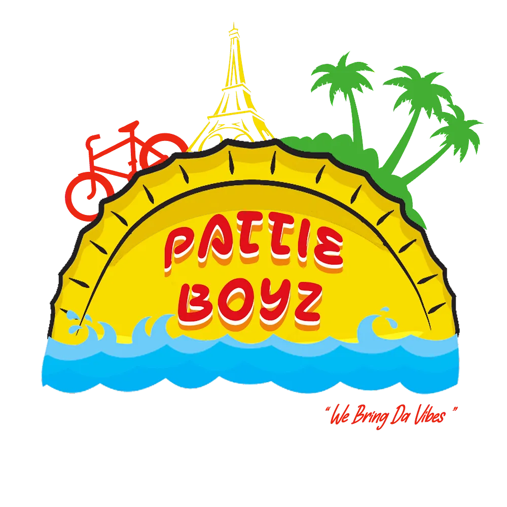 A drawing of a jamaican pattie with the Pattie Boyz font inside