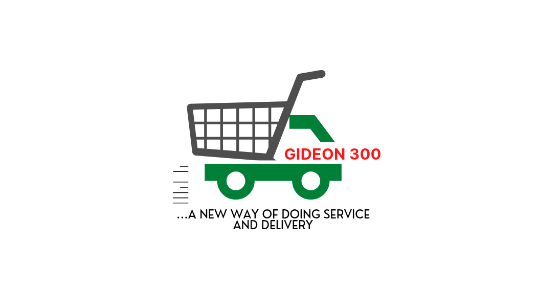 Image of green truck with grocery cart as the base. Gideon 300 in red written across the image.