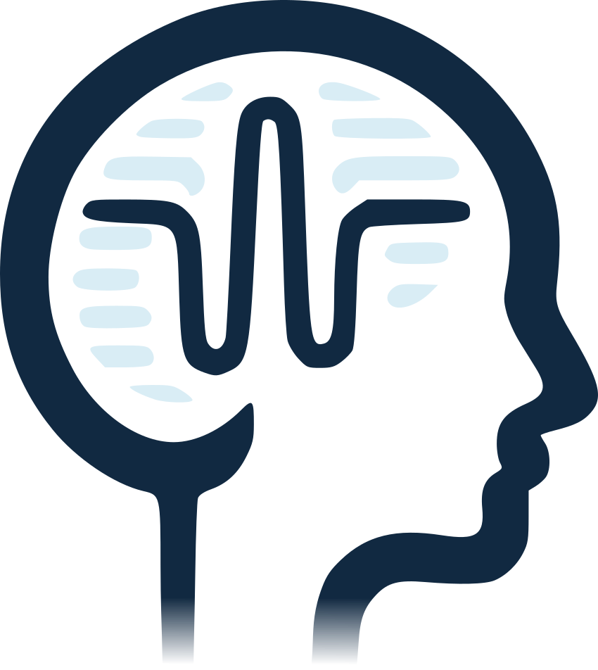 Logo représentant une onde sinusoïdale sur un cerveau à l'intérieur d'une tête humaine