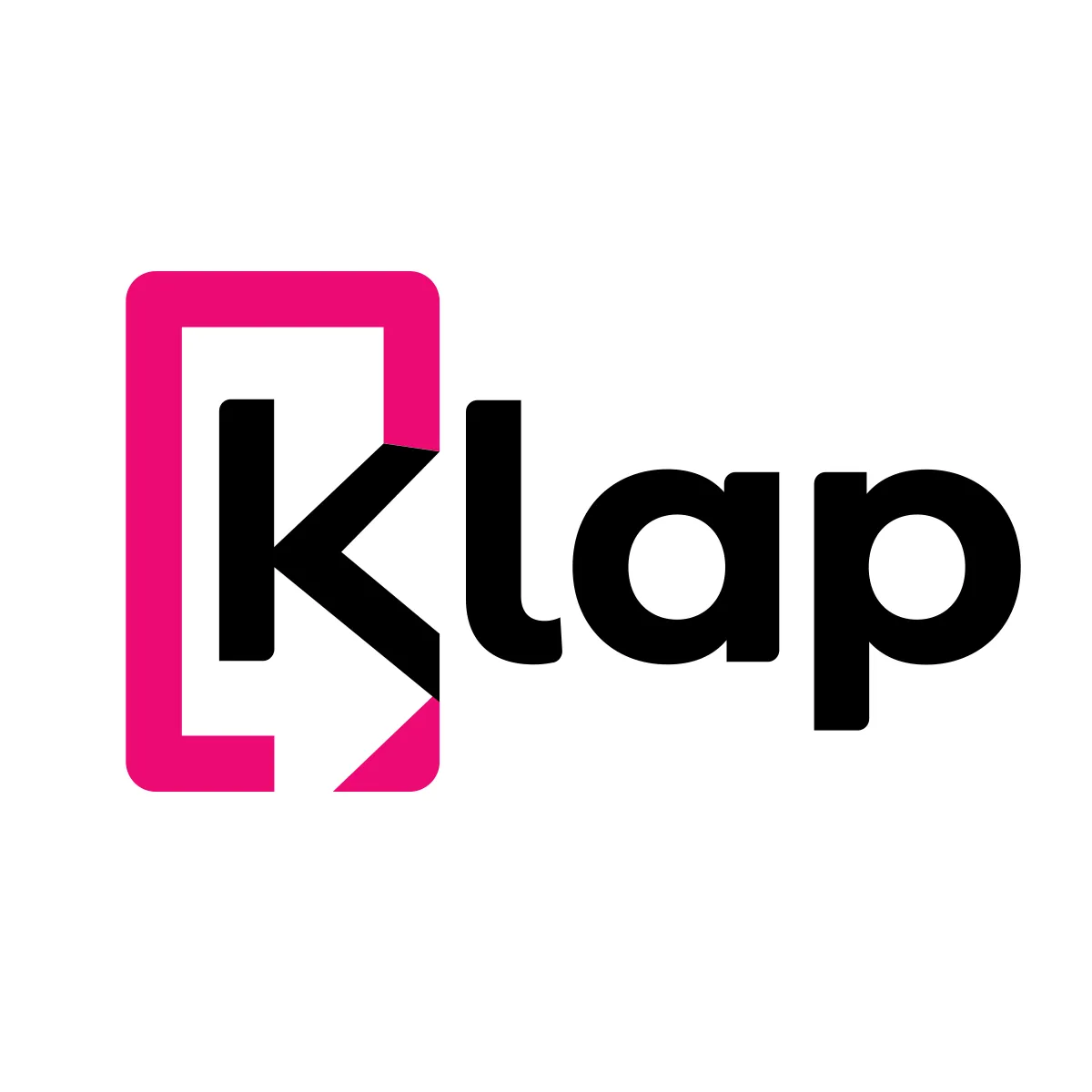 Klap's full colour positive logo including the circular economy negative spacing arrow.