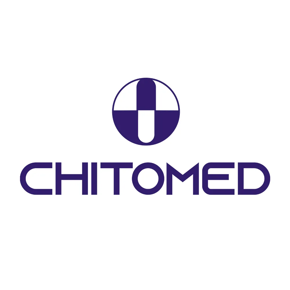 Chitomed text inscribed with purple circle and squares