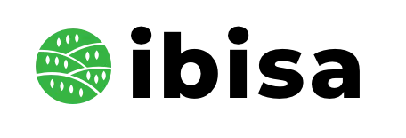 IBISA logo featuring a stylized green circular emblem with curved lines and small dots, resembling agricultural fields or satellite imagery, alongside the company name 'IBISA' in bold black uppercase letters