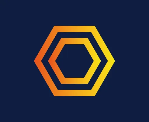 double hexagon in golden color on a dark blue background