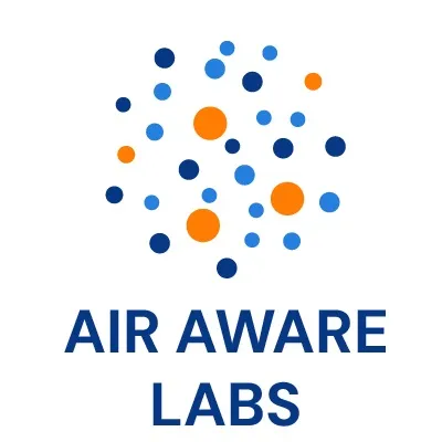 Air Aware Labs logo with orange and blue dots