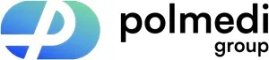 Logo of Polmedi Group – a stylized lowercase letter "p" in a gradient blue-green rounded shape, followed by the text "polmedi group" in a modern, sans-serif font.