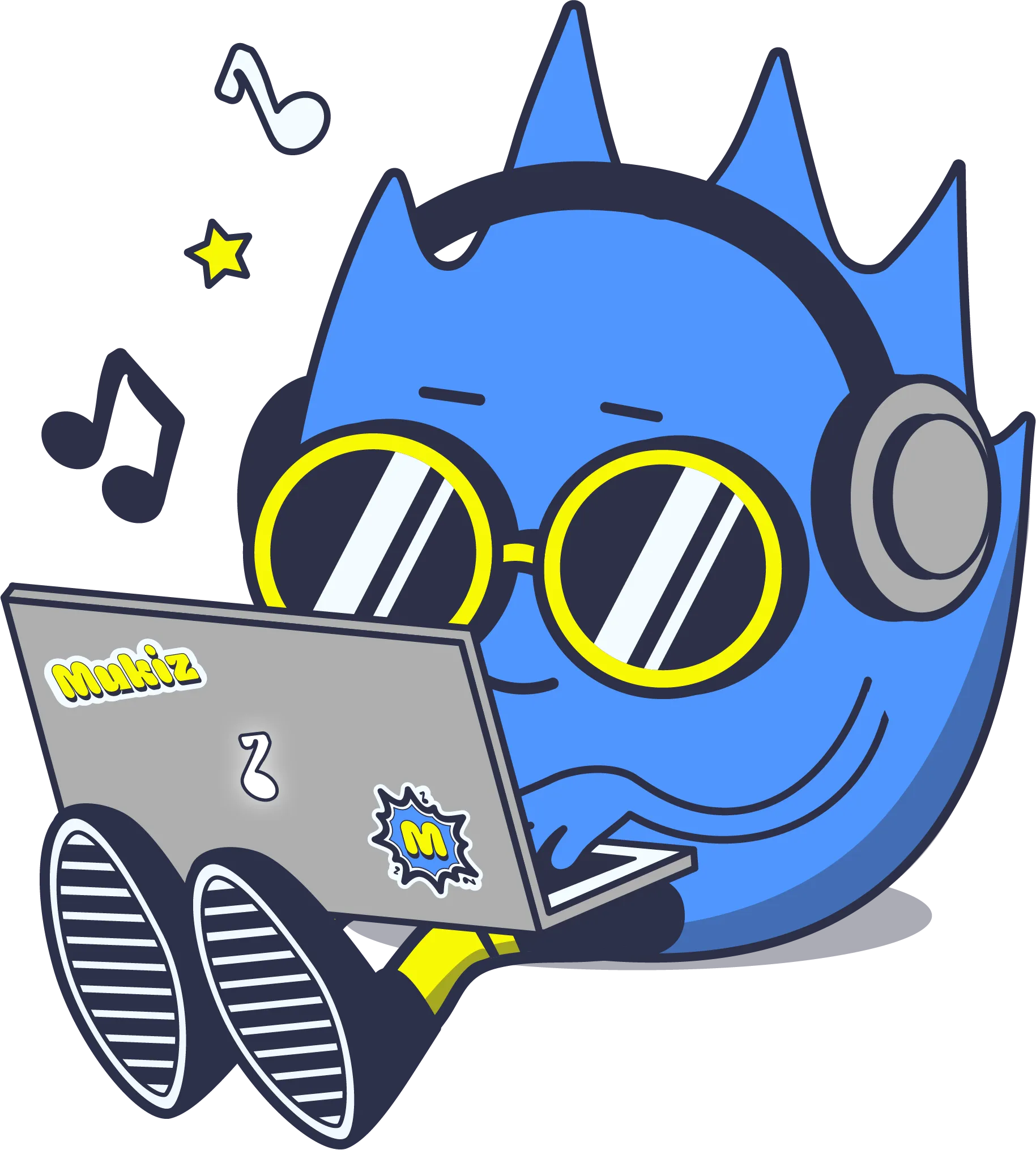 mascotte avec ordinateur