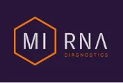 Dark purple background with white MI:RNA letters partially enclosed in an orange hexgonal line
