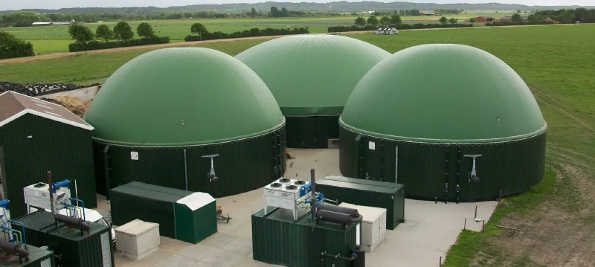 biogas digester system converting organic waste into biogas, showcasing an eco-friendly waste-to-energy process.