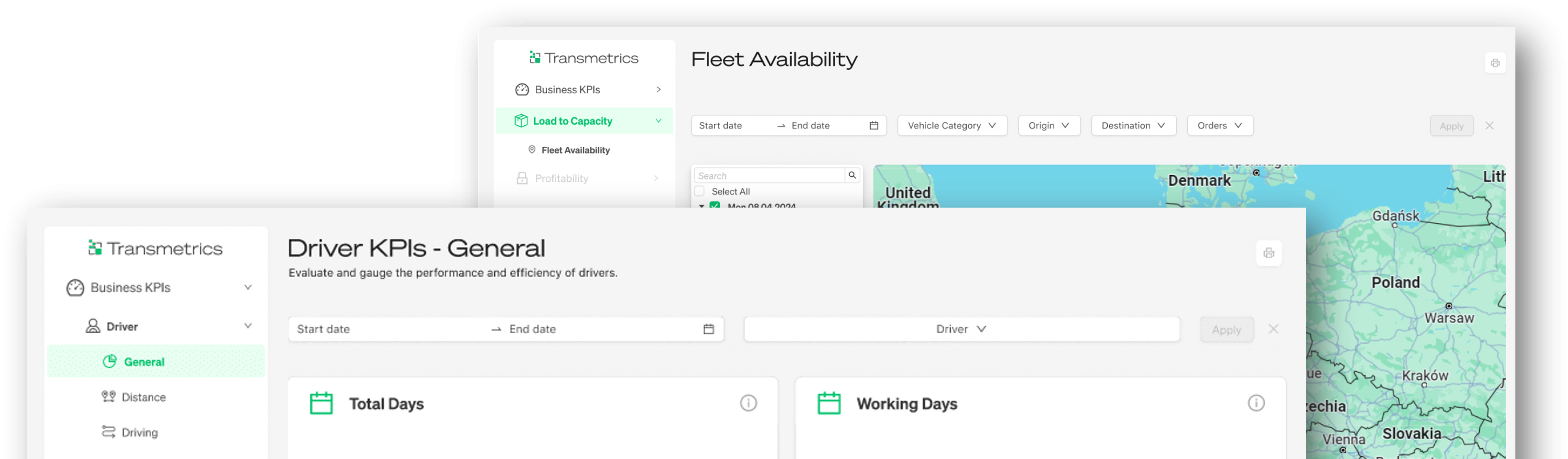 Screenshots of FleetMetrics