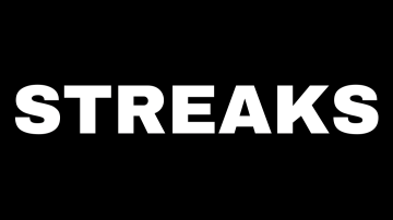 STREAKS écrit en lettres capitales blanches sur fond noir.