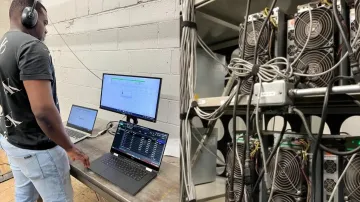 CEO checking Bitcoin mining operation