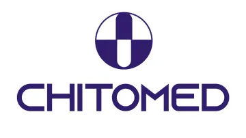 Chitomed text inscribed with purple circle and squares